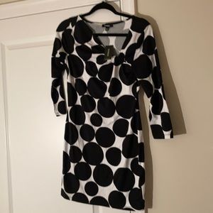 Express body con dress black white dots size m